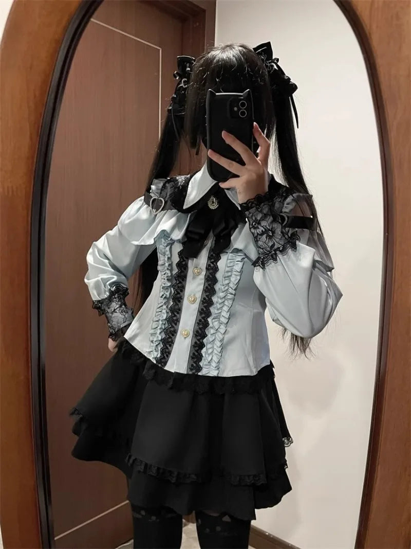 Jirai Kei Outfit Lolita Girl Cosplay Jk Uniform Cute Dress Black Skirt Women Costume Stage Performence Clothes Anime Dresses