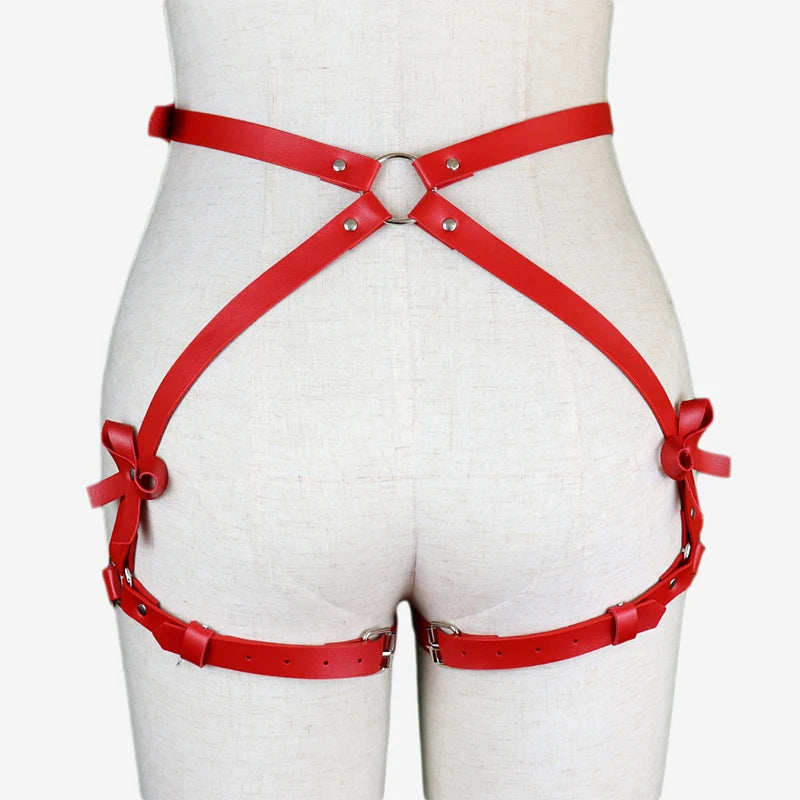 Bdsm Bondage Leg Harness Garter Belt Erotic Lingerie Women Body Garters Gothic Lenceria Mujer Sexy Bow PU Leather Harness Belts