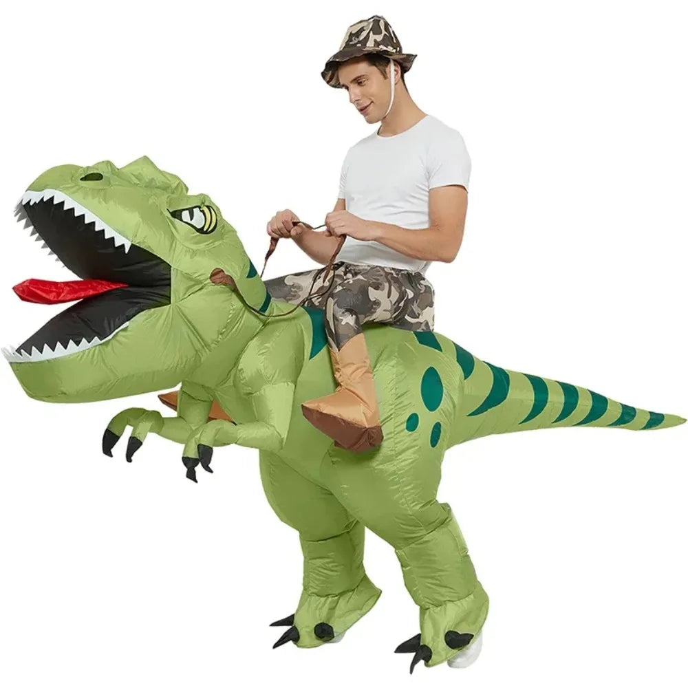 Inflatable Dinosaur Costume Riding T Rex Air Blow Up Funny Fancy Dress Party Halloween Costume for Adult Cosplay Party