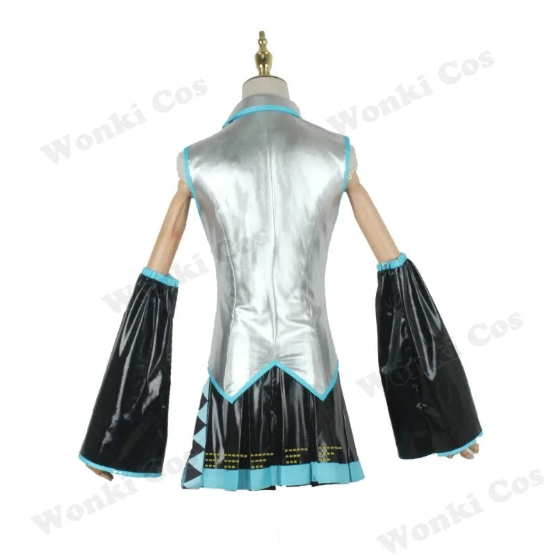 V Miku Cosplay Costume Green Ponytail Wig Virtual Singer Cosplay Shoes Boots Official Uniform for Girl Party Comic Con Outfits