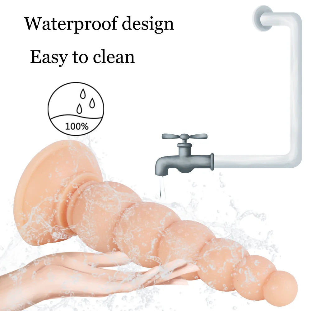 Anal Sex Toys Pull Beads Anal Dilator Soft Anal Plug Dildos with Suction Cup Stimulation Vagina Pagoda Vagina Anal Plug Sex Shop