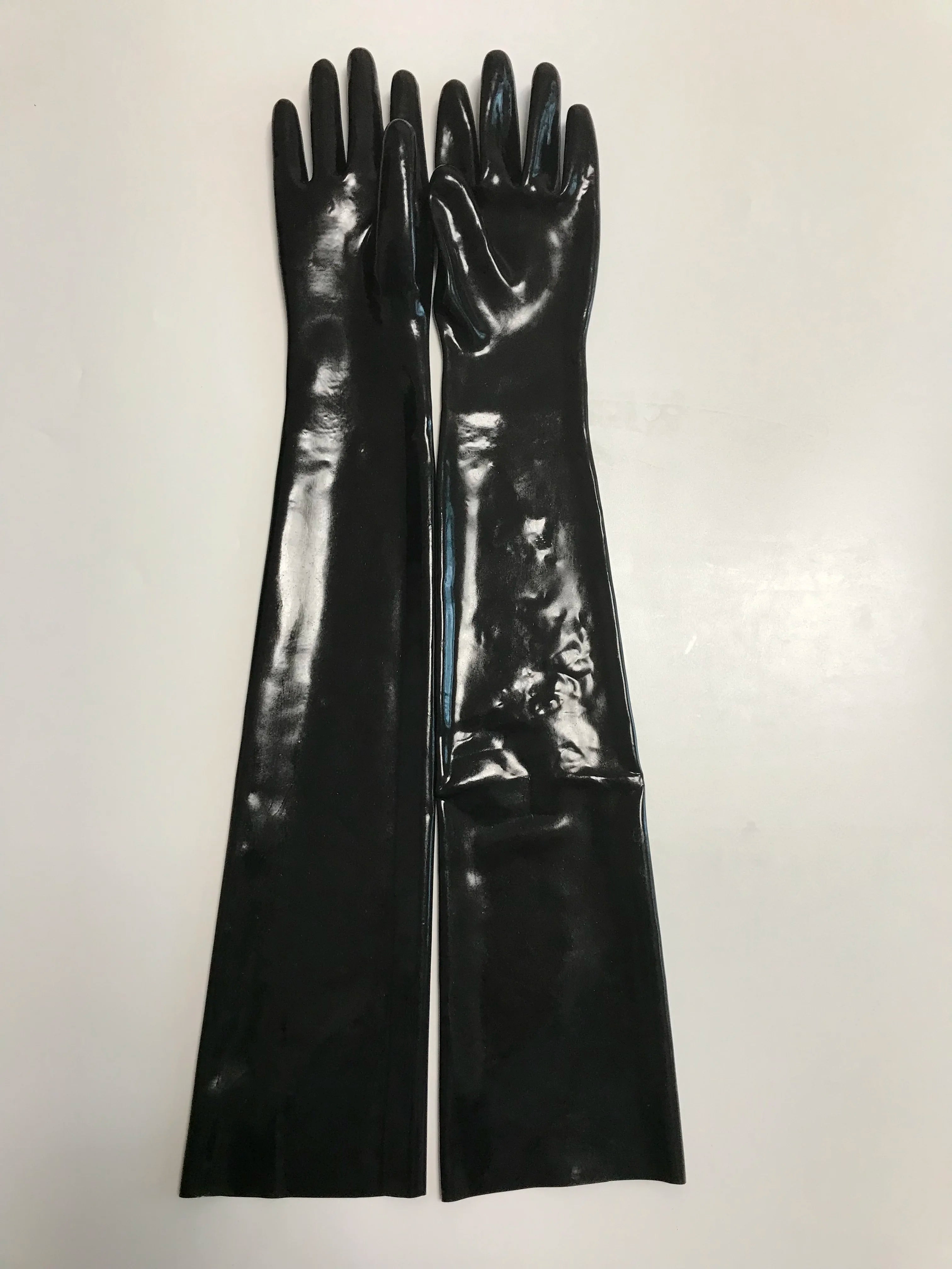 Sexy Black Women Slim Module Seamless Latex Long Gloves Fetish Arm Length