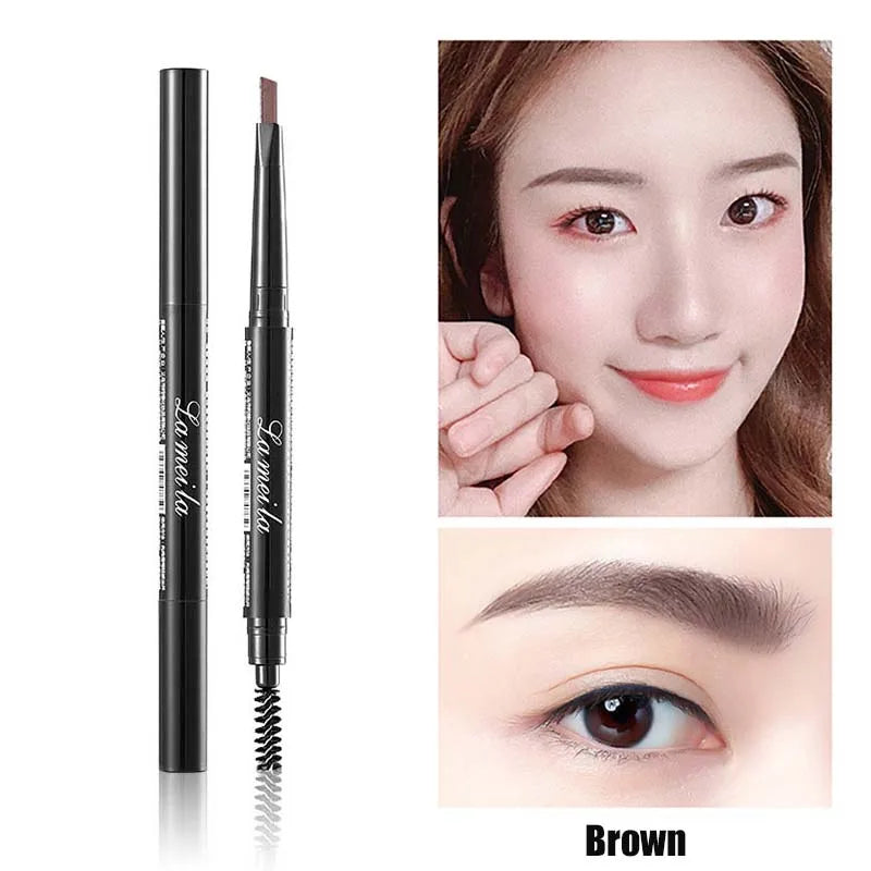 4 Color Waterproof Matte Eyebrow Pen Makeup Double Head Long Lasting Brown Non-Smudged Eye Brow Pencil Tint with Brush Cosmetics