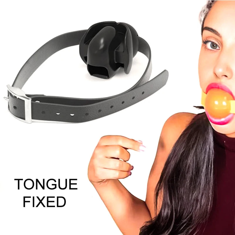 Sex Toys for Couples Tongue Fixed SM Bondage Open Mouth Gag Ring Oral Fixation Lips Adult Product Restraints Leather