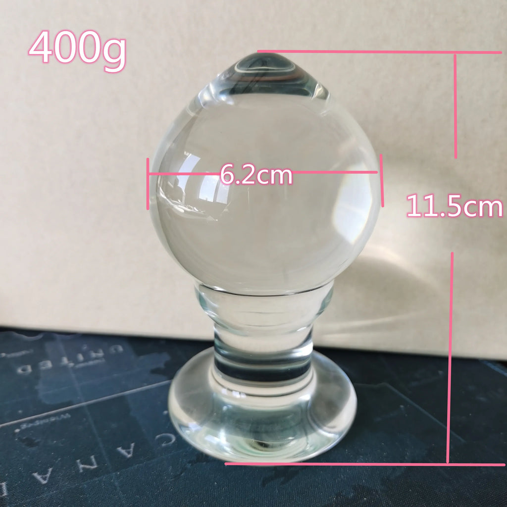 VaHppy Anal Plugs 400g 6.2*11.5cm Glass Enlarged Anal Training Anal Masturbation Transparent Smooth Protective Skin Sex Toys