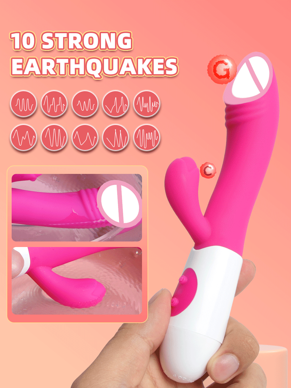 Powerful Rabbit Vibrator Dildo Dual Vibration G Spot Clitoris Stimulation Masturbators Vaginal Massager Adult For Women Sex Toys