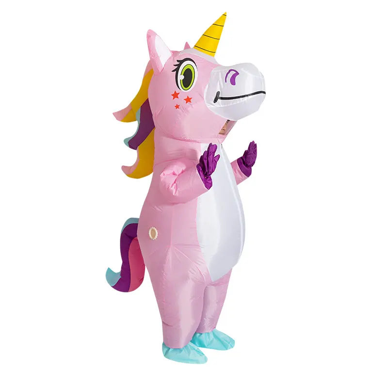 anime Inflatable Unicorn Costume Pink Full Body Unicorn Cosplay Costumes with Blower Funny Party Halloween Costume for Adult