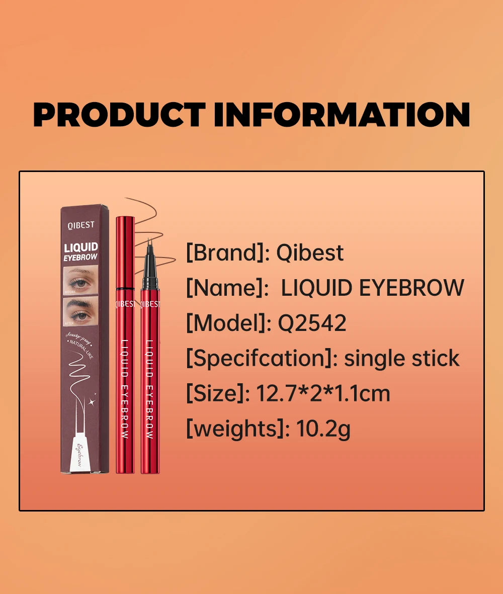 QIBEST 2 Fork Tip Liquid Eyebrow Pencil Eyeliner Lower Eyelash Pen Makeup Waterproof Lasting Quick Drying Ultra-fine Brows Pen