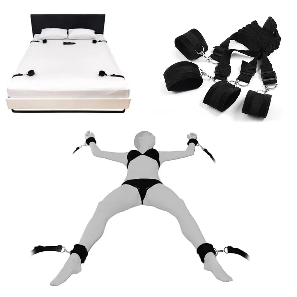 BDSM Bed Bondage Gear Handcuff Leg Restraint Sex Toy Set Couple Erotic Bed Games Straps 18+ Adult Sex Bandage SM Slave Sextoy