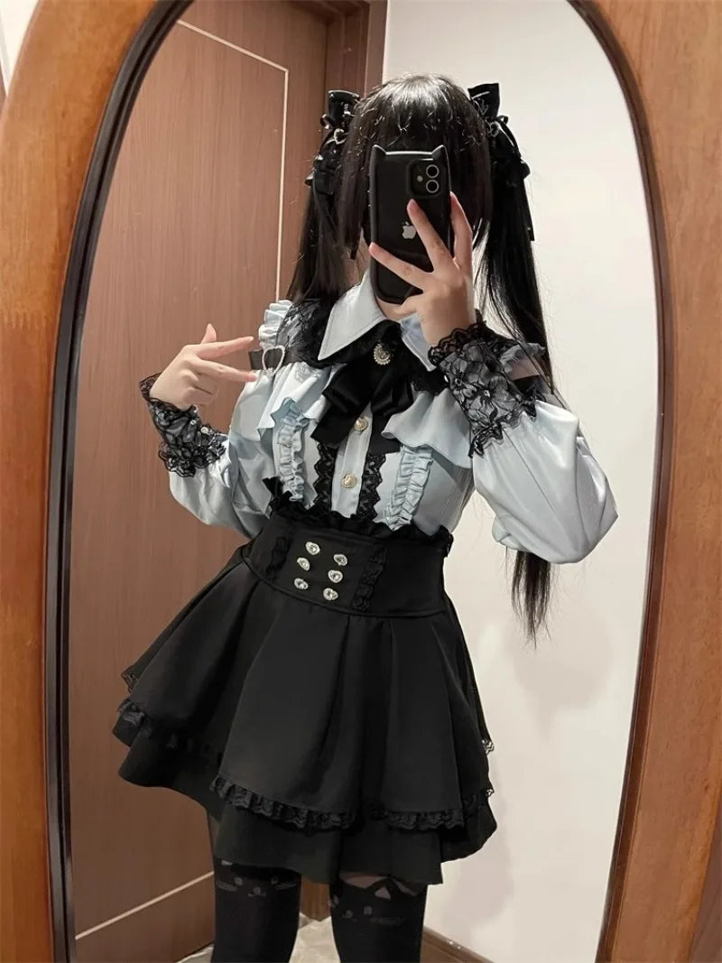 Jirai Kei Outfit Lolita Girl Cosplay Jk Uniform Cute Dress Black Skirt Women Costume Stage Performence Clothes Anime Dresses