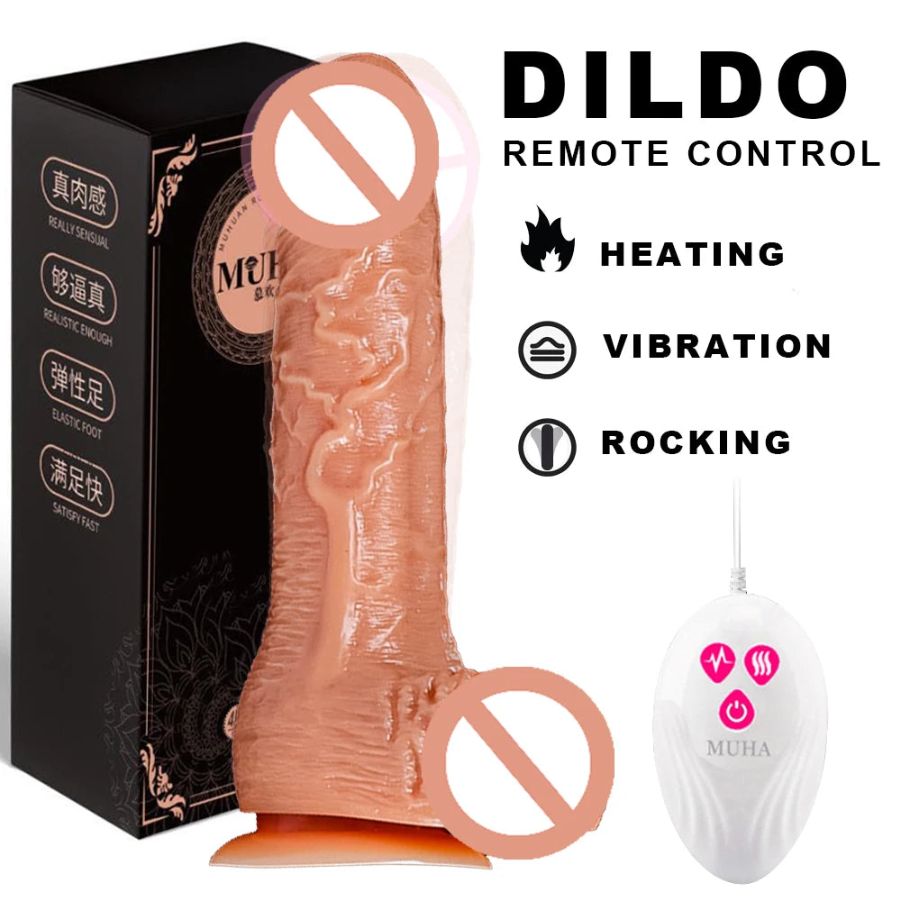 Realistic Dildo Vibrator Big Penis Telescopic Heating Silicone Female Dildos for G Spot Anal Stimulation Vibrators for Women 18