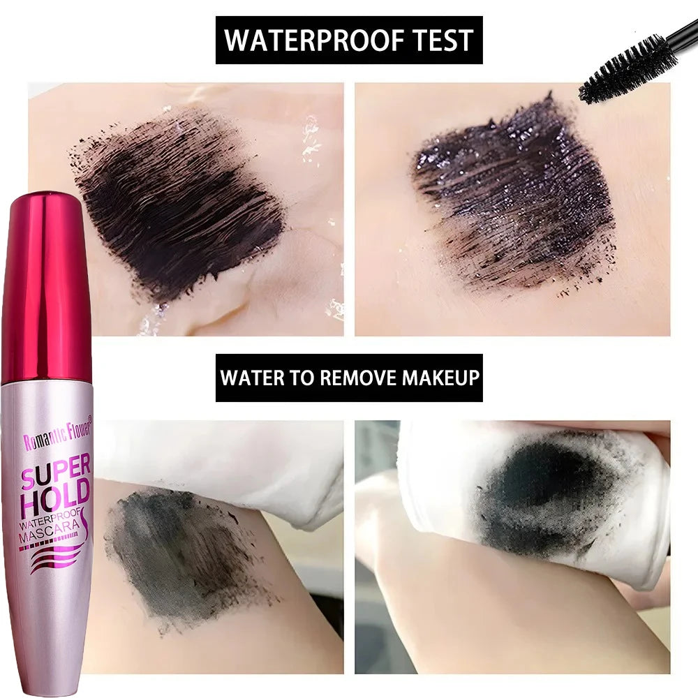 4D Waterproof Curling Mascara Black Silk Fiber Eyelashes Extension Long Lasting No Smudging Female Cosmetic Makeup