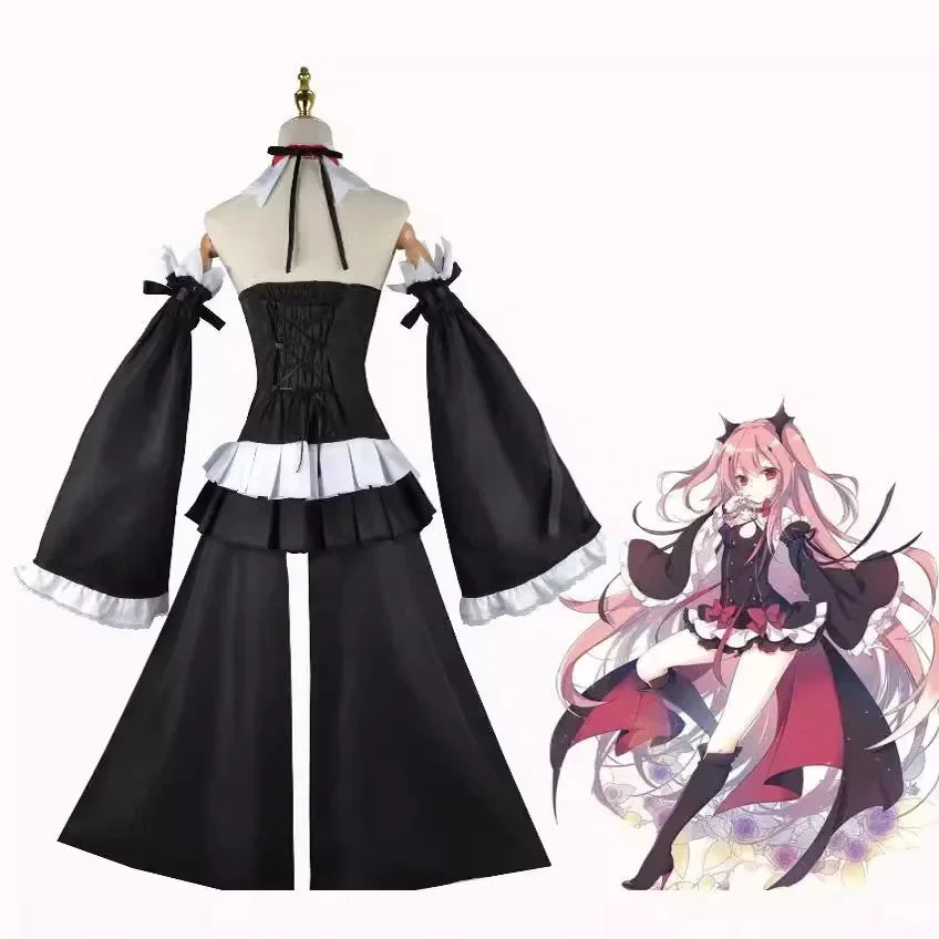 Anime Seraph of the end Krul Tepes Cosplay Vampire Wig Elf Ears Cosplay Costume For Women Halloween Carnival Party Comic Con