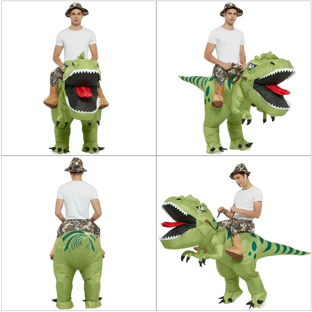 Inflatable Dinosaur Costume Riding T Rex Air Blow Up Funny Fancy Dress Party Halloween Costume for Adult Cosplay Party