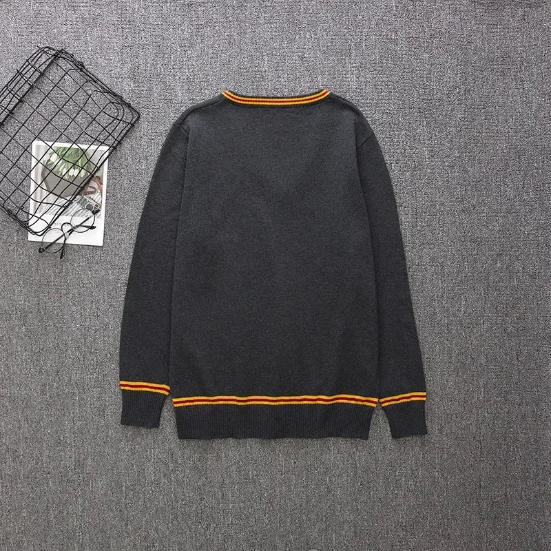 Cosplay Costume Magic School Hufflepuff Ravenclaw Slytherin Wizard V Neck Sweater Uniform Stripe Cotton Sleeveless Knitted Vest