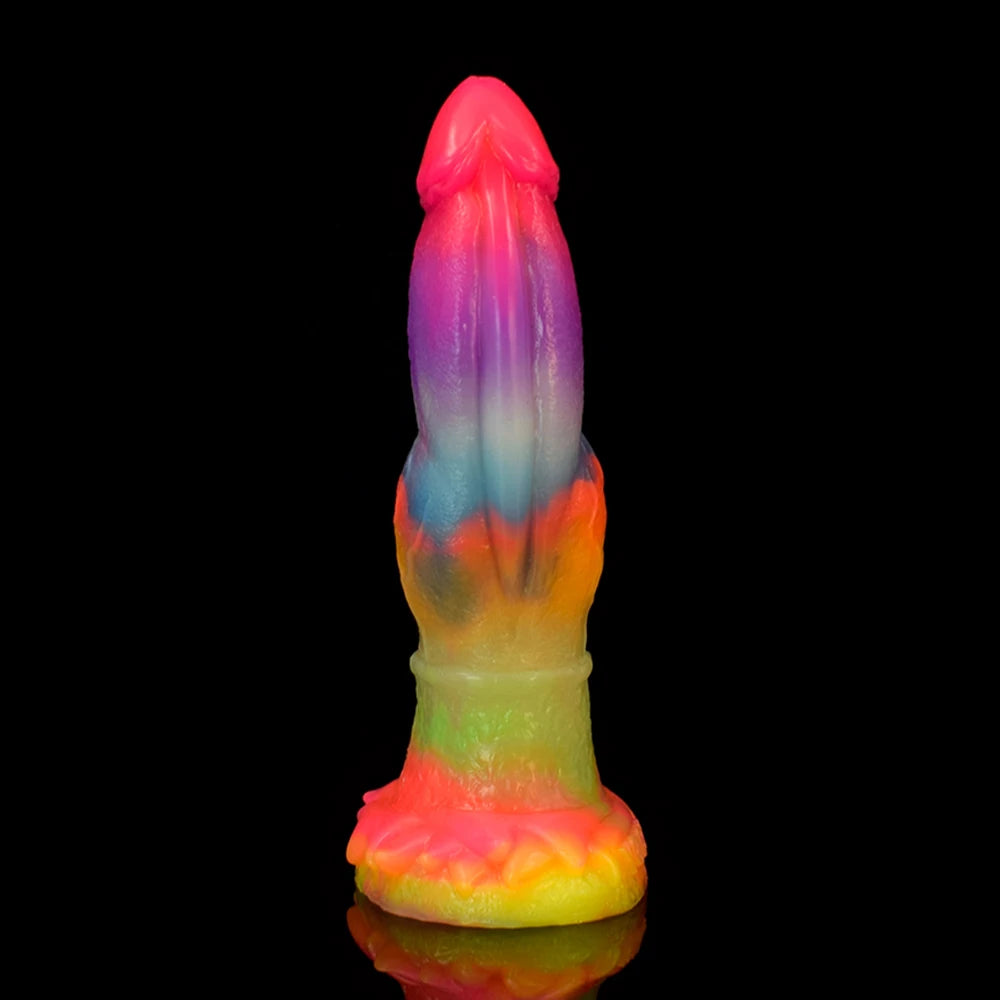 FAAK Luminous Dragon Dildo With Suction Cup Knot Dog Penis Size S M L Female Masturbator Glowing In Dark Silicone Sex Toys