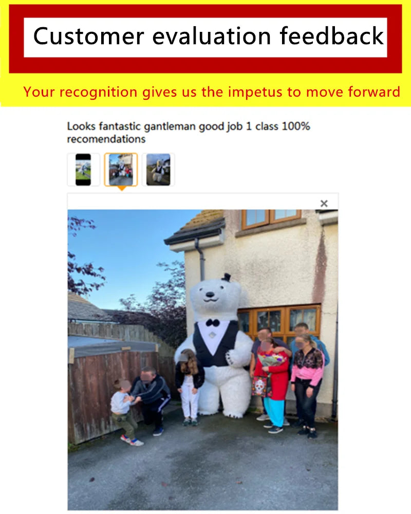 Inflatable Teddy Bear Mascot Costume for Adults - Cute Walking Bear Set for Carnival Birthday Party Role-Playing Performance