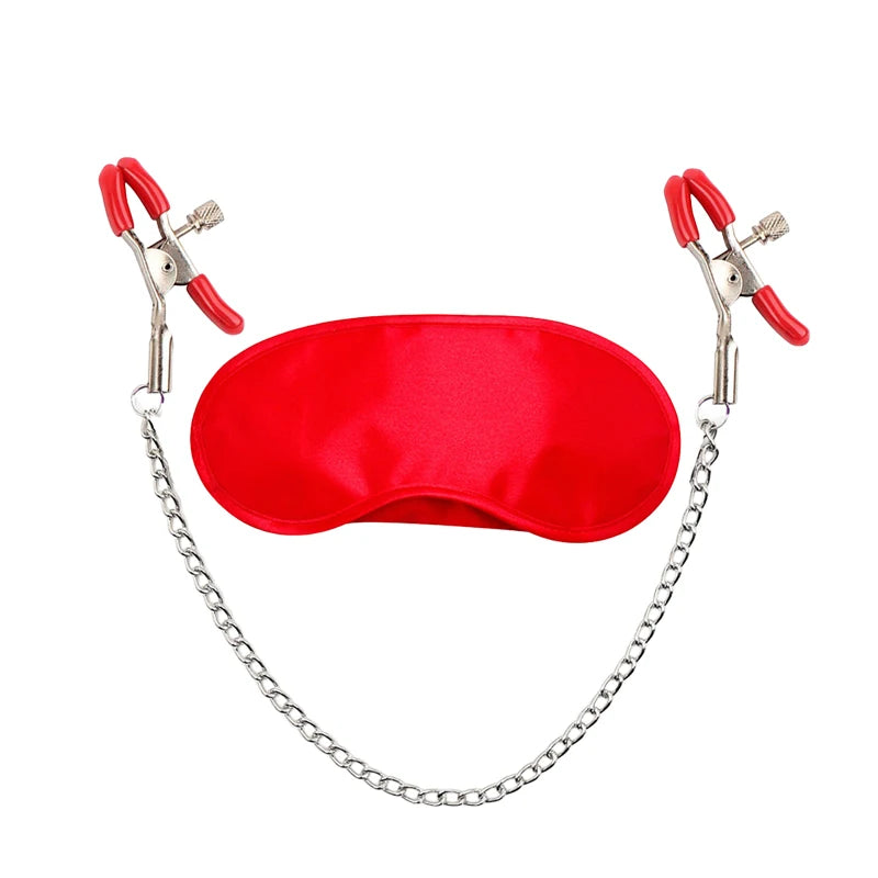Erotic Bdsm Set Sexy Nipple Clip Stimulator Bondage Kit Clitoris Clamps Feather Blindfold Flirt Adult Games Exotic Accessories