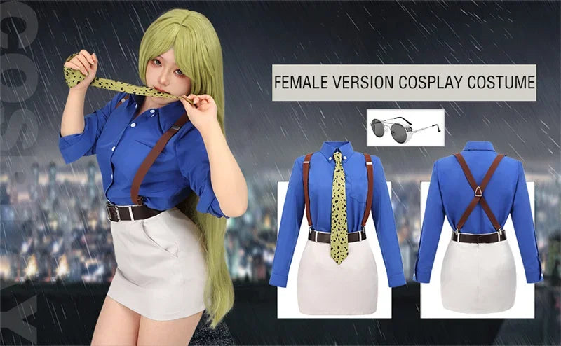 WENAM-Costume Cosplay Nanami Kento pour Femme, Chemise, Jupe Slim Fit, Lunettes à Bretelles, Costume JJK