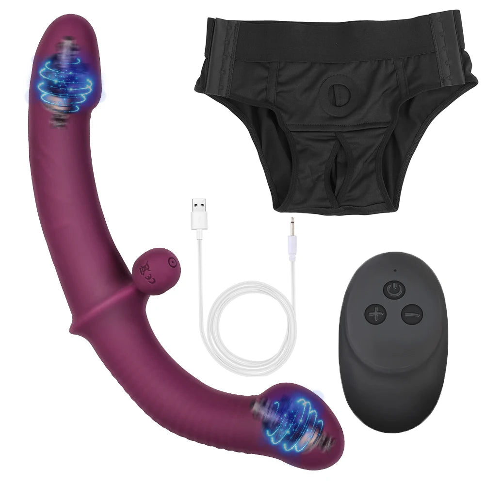 Two Dildos Panties Vibrator For Women Lesbian Clit Vaginal Anal Plug Men Butt Dilator Big Artificial Penis Erotic Sex Toy Couple