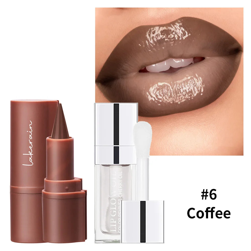 3D Lip Gloss & Lip Liner Set Hydrating Formula Define Lips Precision Application Versatile Makeup Styles Natural Finish Cosmetic