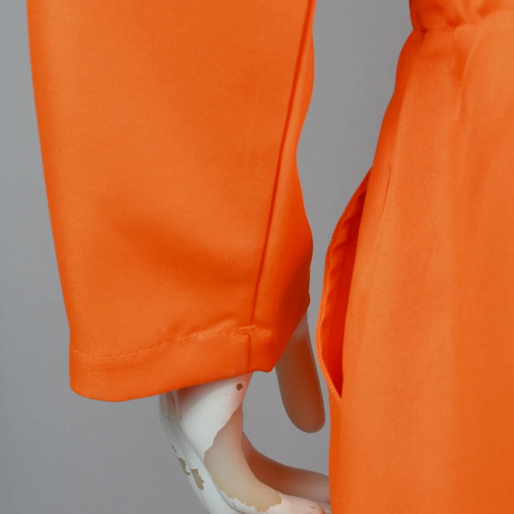 Male Prison Cosplay Costume Long Sleeves Jumpsuit Bodysuit Inmate Orange Set Adult Convict Party Uniform Amusement Outfits