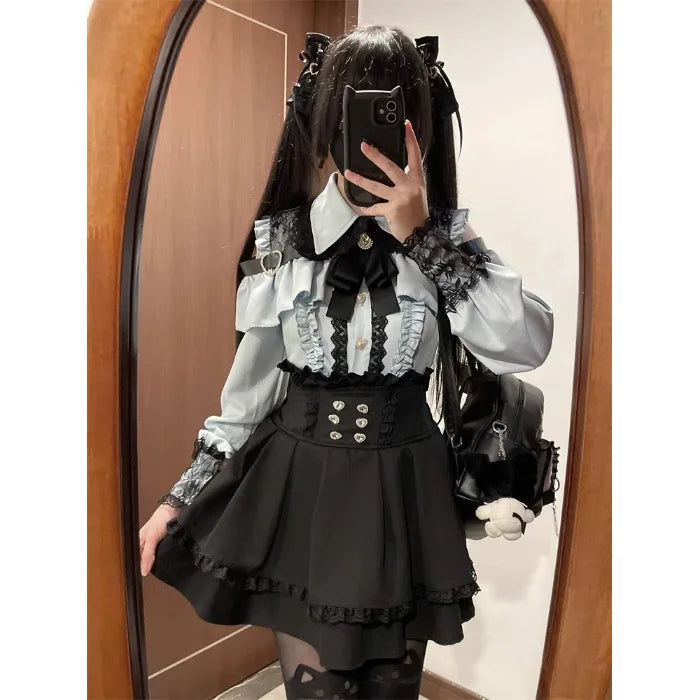 Jirai Kei Outfit Lolita Girl Cosplay Jk Uniform Cute Dress Black Skirt Women Costume Stage Performence Clothes Anime Dresses