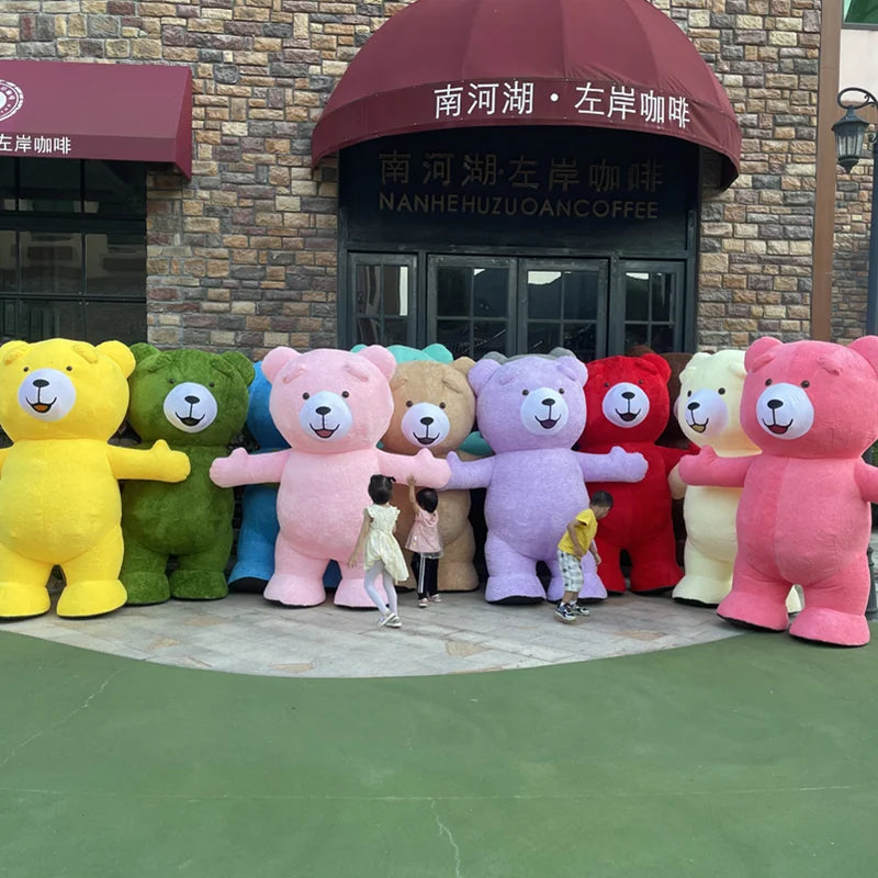 Inflatable Teddy Bear Mascot Costume for Adults - Cute Walking Bear Set for Carnival Birthday Party Role-Playing Performance