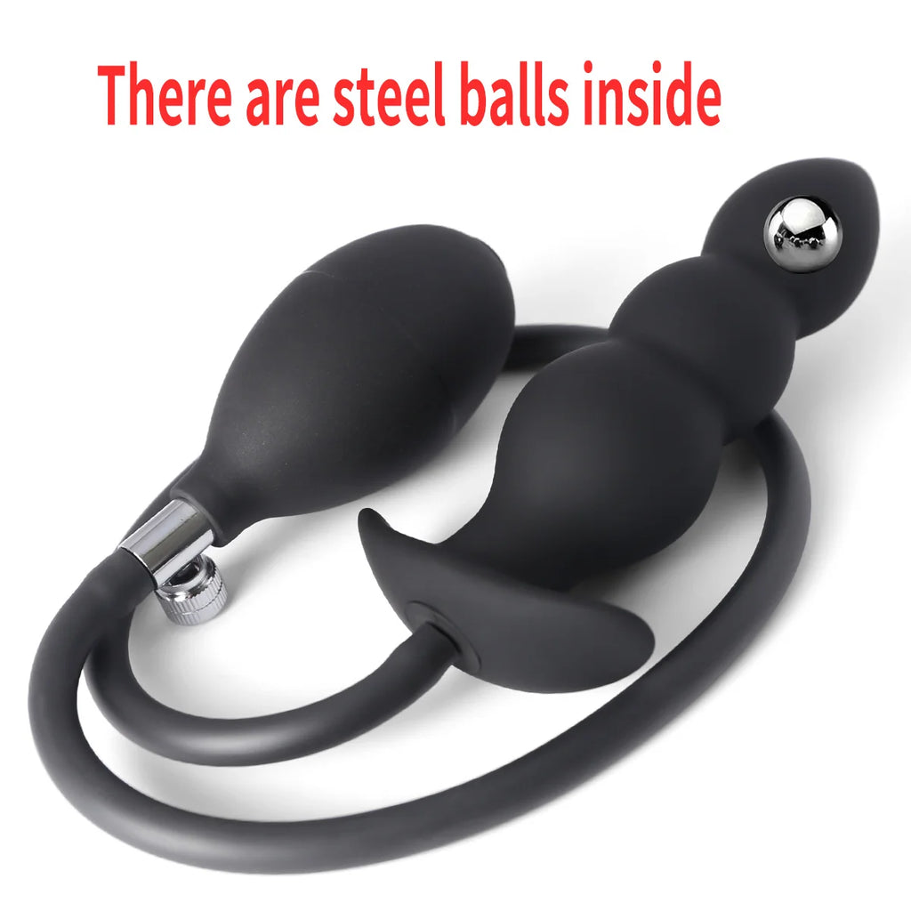 Inflatable Anal Plug Metal Ball Butt Plug Sex Toys For Men Women Huge Anus Ass Butt Dilator Prostate Massager G Spot Stimulator