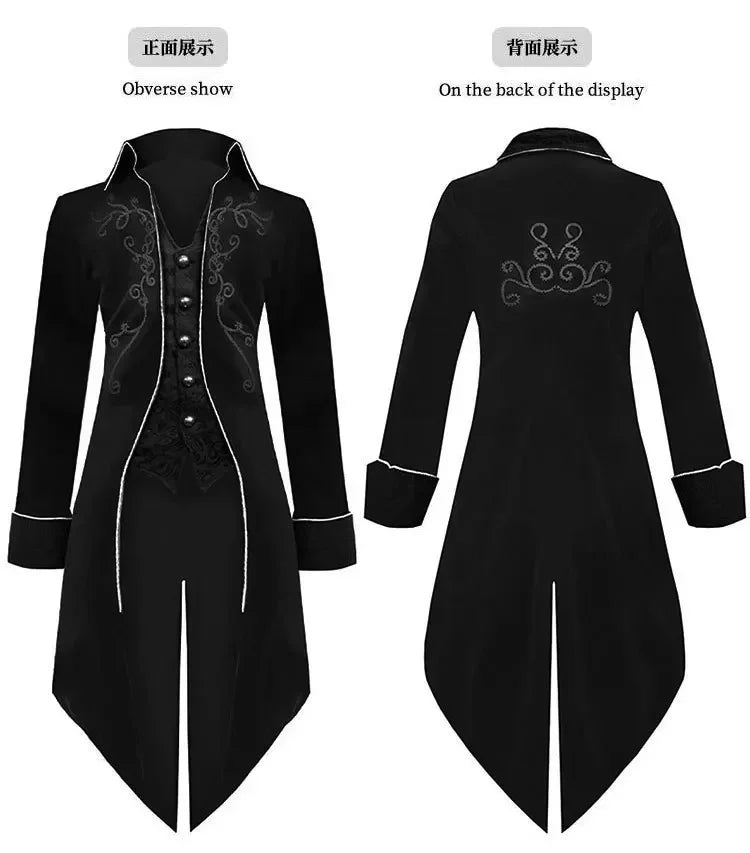 2025 Steampunk Women Men Medieval Dress costume Velet Stand Collar Tailcoat Gothic Vampire Cosplay Jacket Coats S-5XL