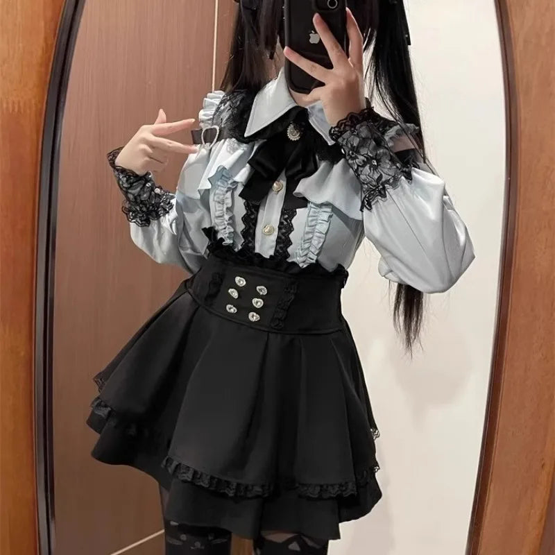 Jirai Kei Outfit Lolita Girl Cosplay Jk Uniform Cute Dress Black Skirt Women Costume Stage Performence Clothes Anime Dresses