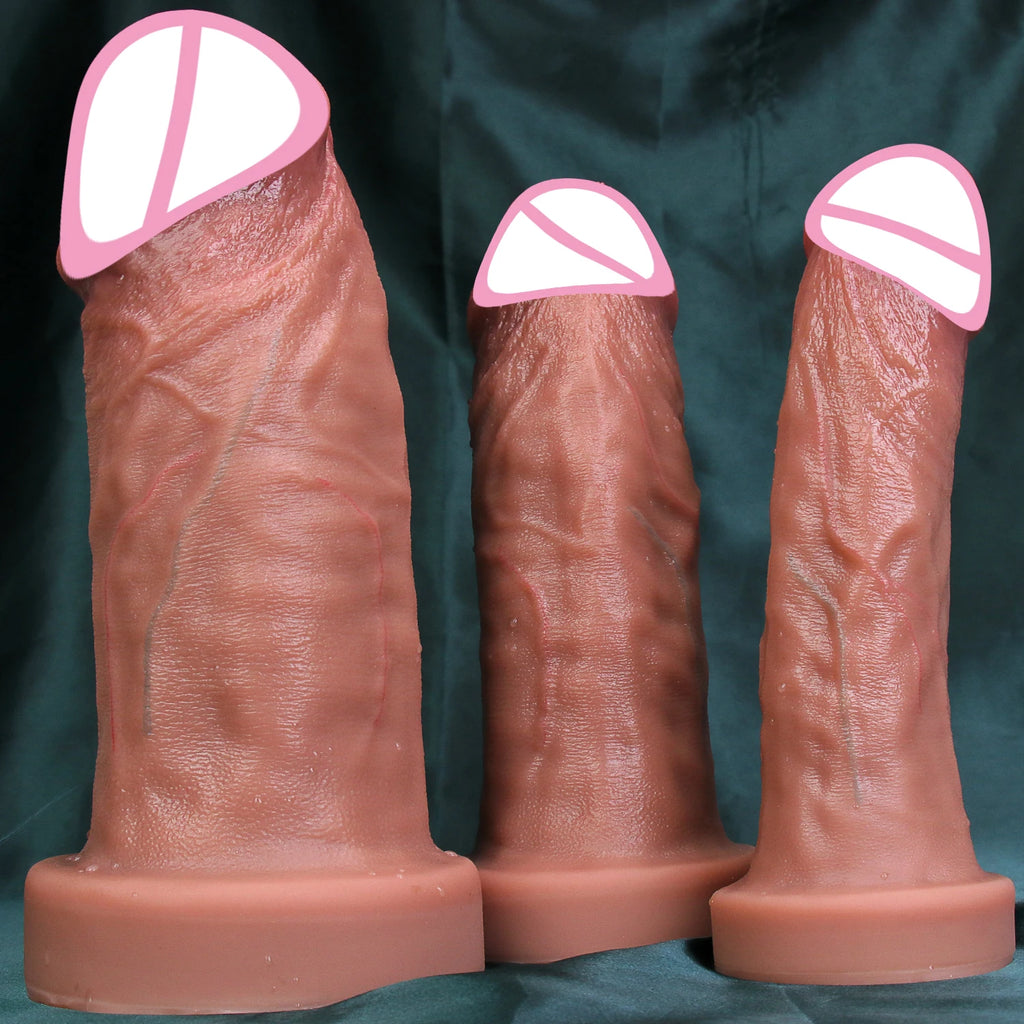 L Diameter 3.5 Inches Realistic Soft Big Thick Dildo S/M/L Silicone Penis Masturbation Suction Cup Dick Man Woman Anal Sex Toy