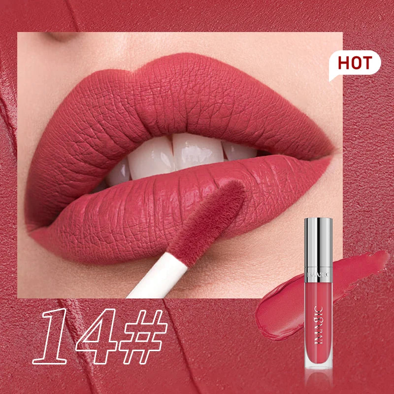 IMAGIC Natural Matte Lipgloss Stainless Steel Cup Waterproof Long-Lasting Lip Makeup Beauty 8ml NO.LP-221