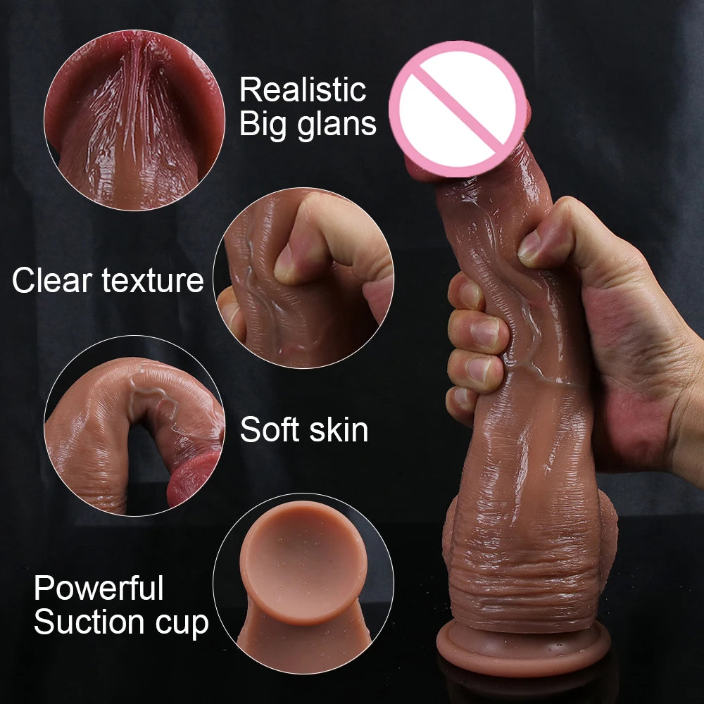 New Realistic Big Glans Dildo Soft Long Penis Huge Adult Dick Suction Cup Anal Sex Toys For Women Vagina G-Spot Orgasm Stimulate