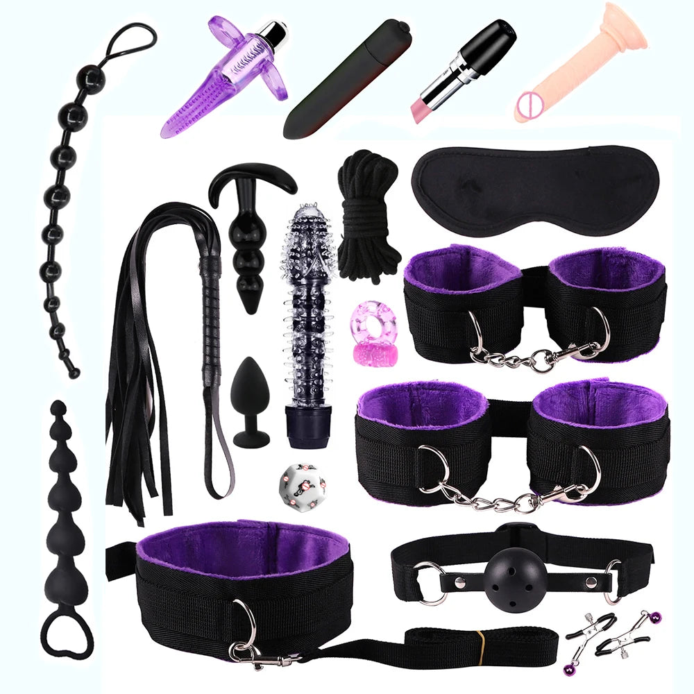 Vibrators sexy toys for women couples adult 18 Handcuffs erotic accessories bondage gear Mask anal plug penis ring dildo sex kit