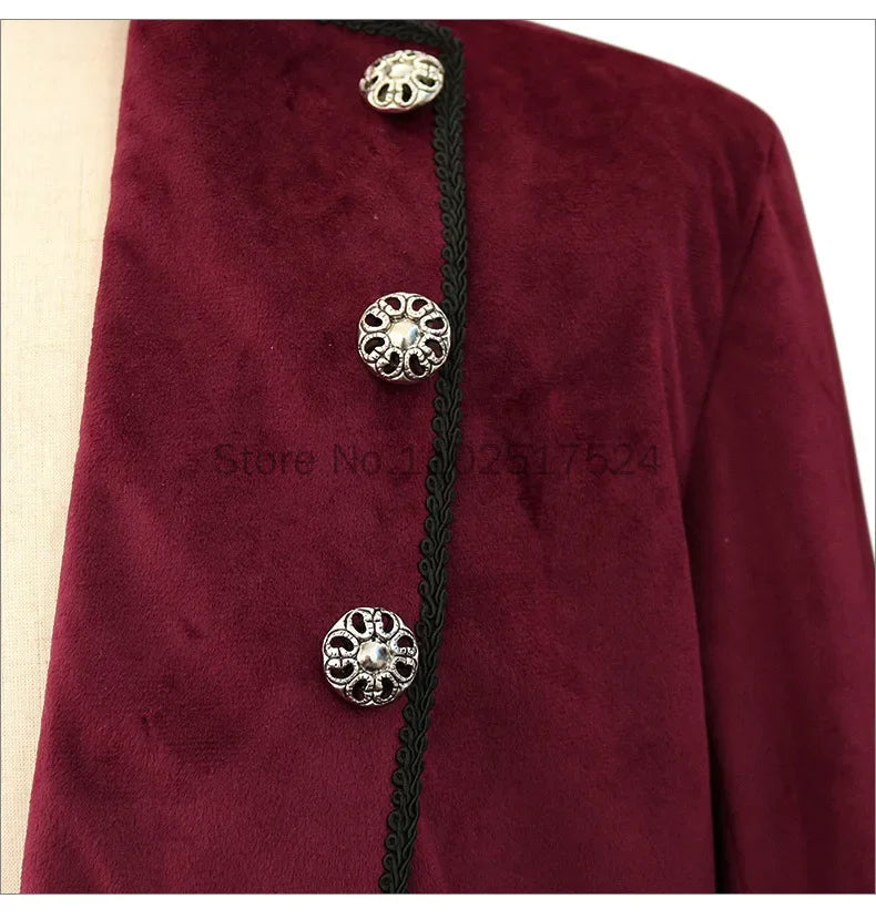 2025 Steampunk Women Men Medieval Dress costume Velet Stand Collar Tailcoat Gothic Vampire Cosplay Jacket Coats S-5XL