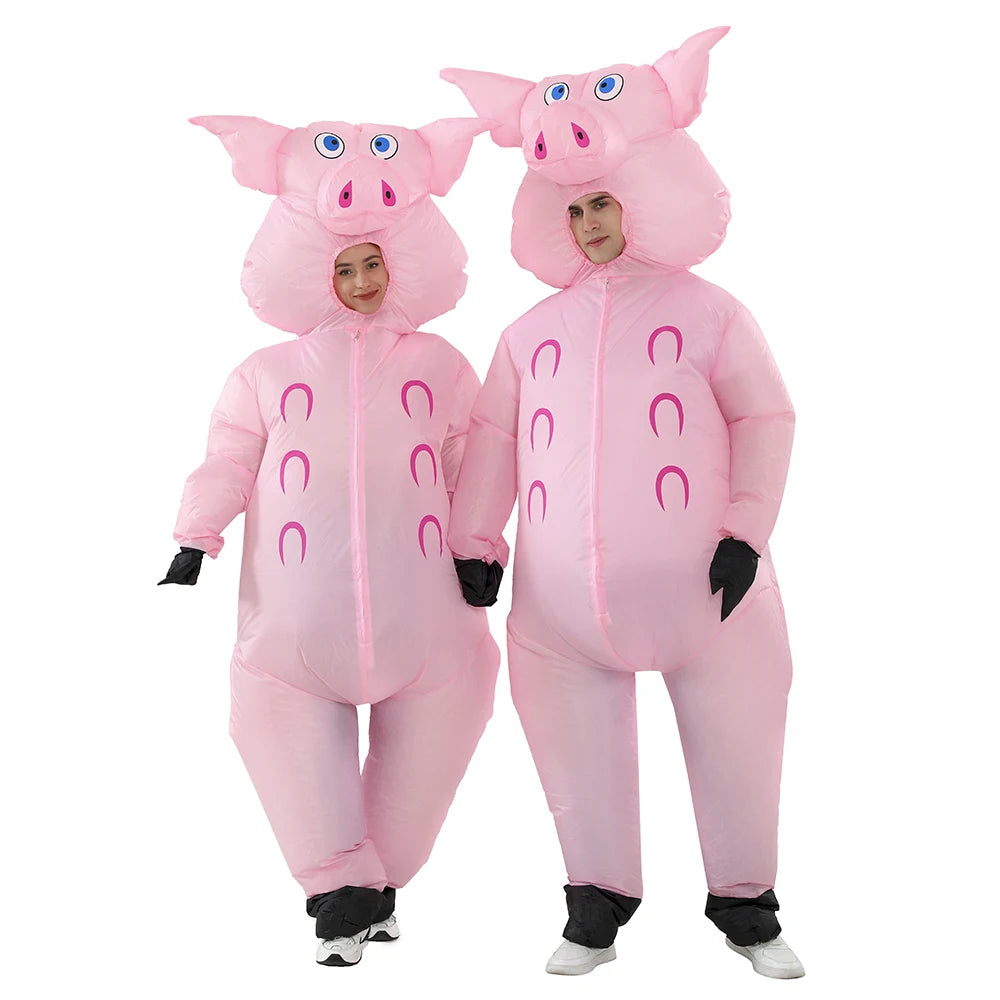 Adult Mascot Pink Pig Inflatable Costumes Halloween Cosplay Costumes for Man Woman Animal Party Role Play Disfraz