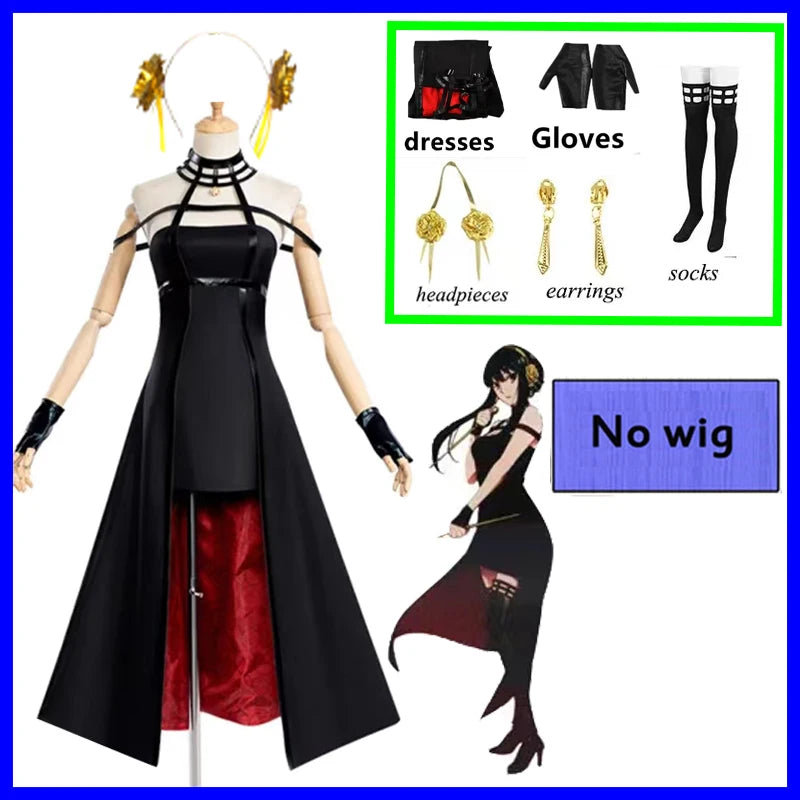 Anime Spy X Family Cosplay Costume Yor Forger Sexy Dress Loid Forger Light Green Suit Anya Kawaii Outfit Carnival Party Wig COS