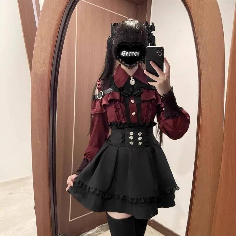 Jirai Kei Outfit Lolita Girl Cosplay Jk Uniform Cute Dress Black Skirt Women Costume Stage Performence Clothes Anime Dresses