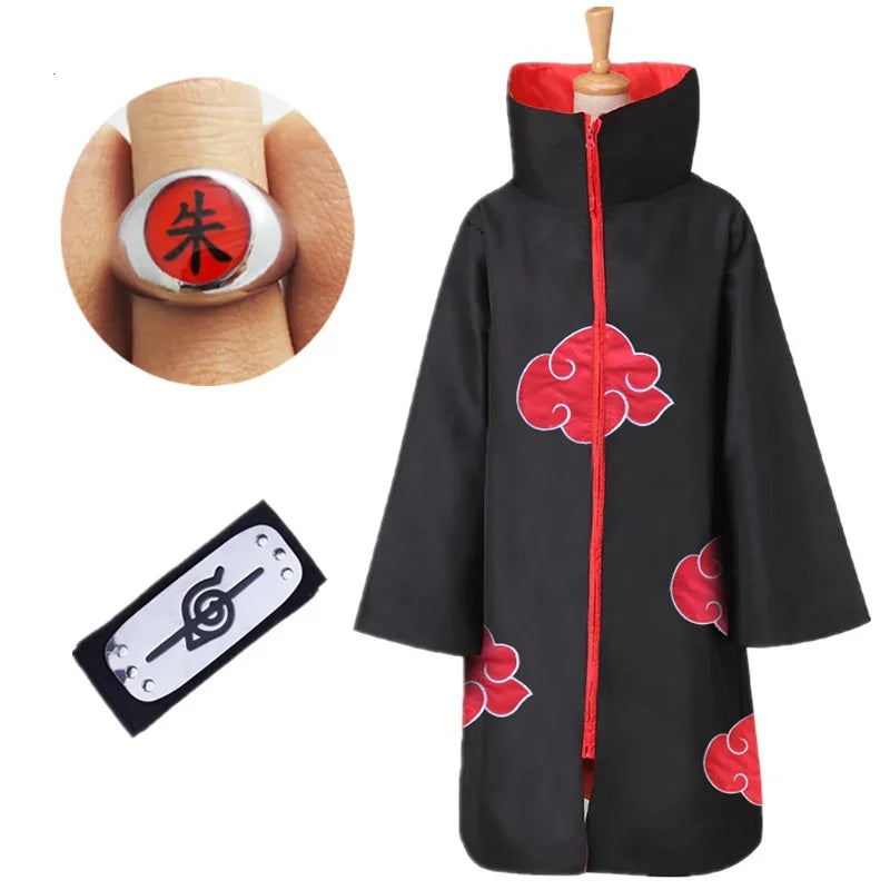 Hot Sale Anime Naruto Akatsuki /Uchiha Itachi Cosplay Halloween Christmas Party Costume Cloak Cape costume