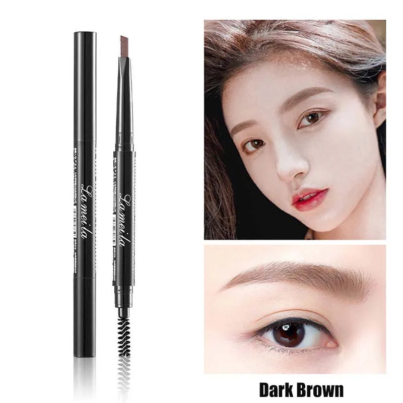 4 Color Waterproof Matte Eyebrow Pen Makeup Double Head Long Lasting Brown Non-Smudged Eye Brow Pencil Tint with Brush Cosmetics