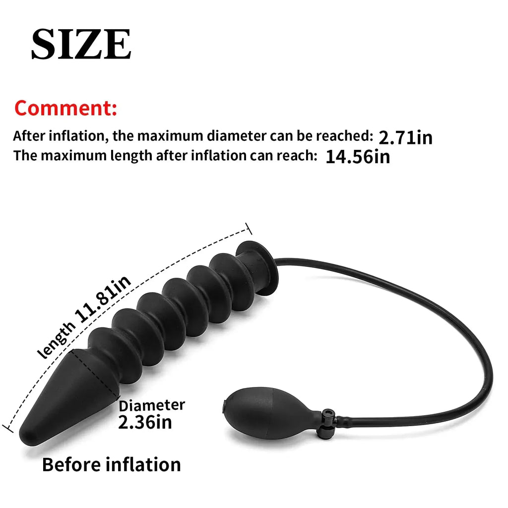 Foldable Huge Inflatable Threaded Anal Plug Pointed Design Dildo G Spot Stimulation Vaginal Anal Dilator Sex Toy for Women/Men