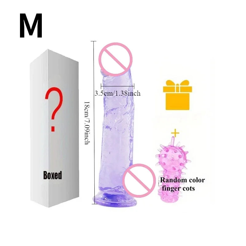 Realistic Transparent Jelly Dildos G-Spot Masturbation Sex Toy for Women Masturbator Vagina Wiht Strong Cup Ddildo Penis Adult18