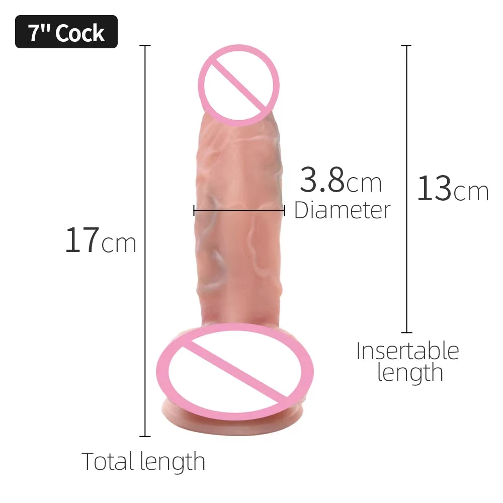 DRY WELL 7 Inch Girth Huge Realistic Safety Soft Silicone Dildo for Vagina Anal Sex Stimulation, G-Spot Penis Adult Sex Toy