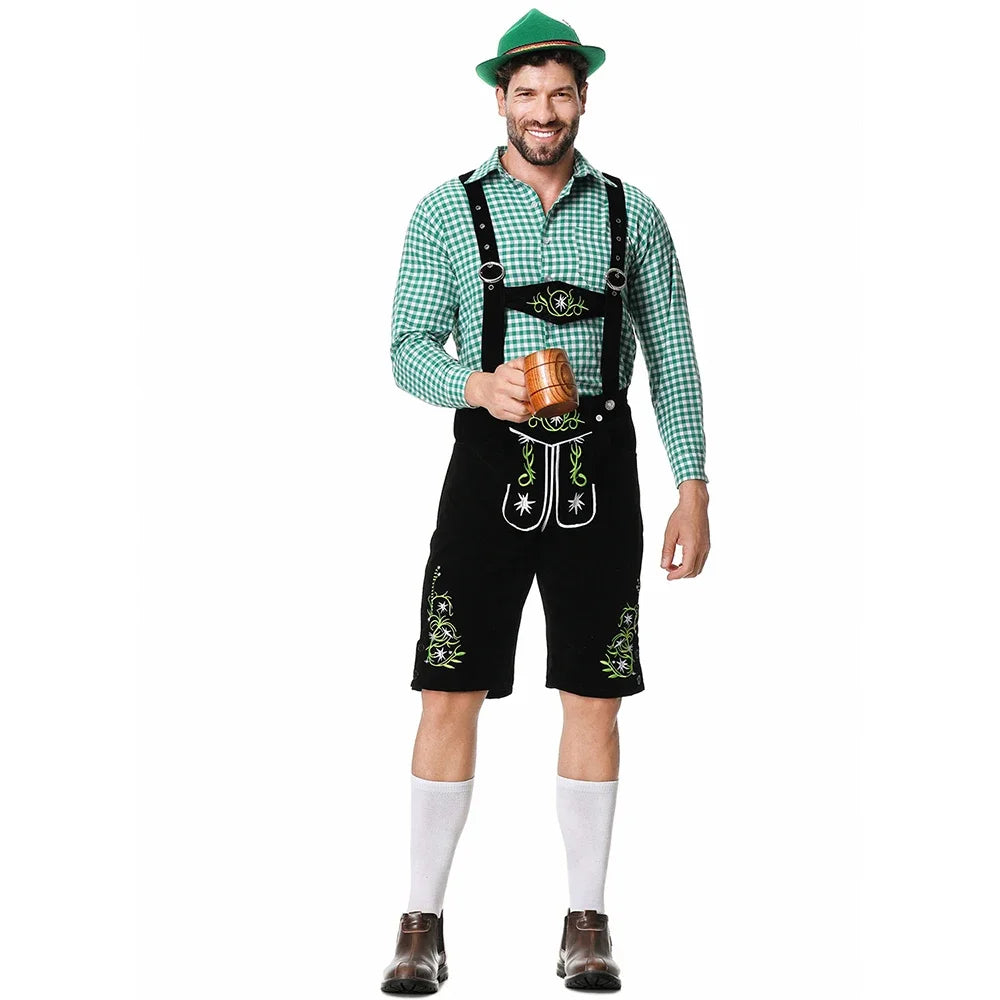 Men Oktoberfest Costume German Oktoberfest Pubs Bartender Outfit Beer Man Costumes  Lederhosen Bavarian Octoberfest
