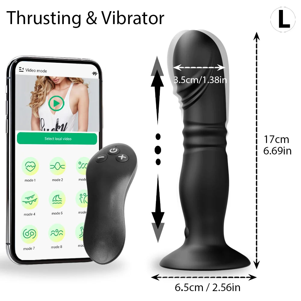 Thrusting Sex Toys Anal Plugs Vibrator APP Wireless Telescopic Anal Dildo Witn Suction Cup Prostate Massager Butt Plug for Men