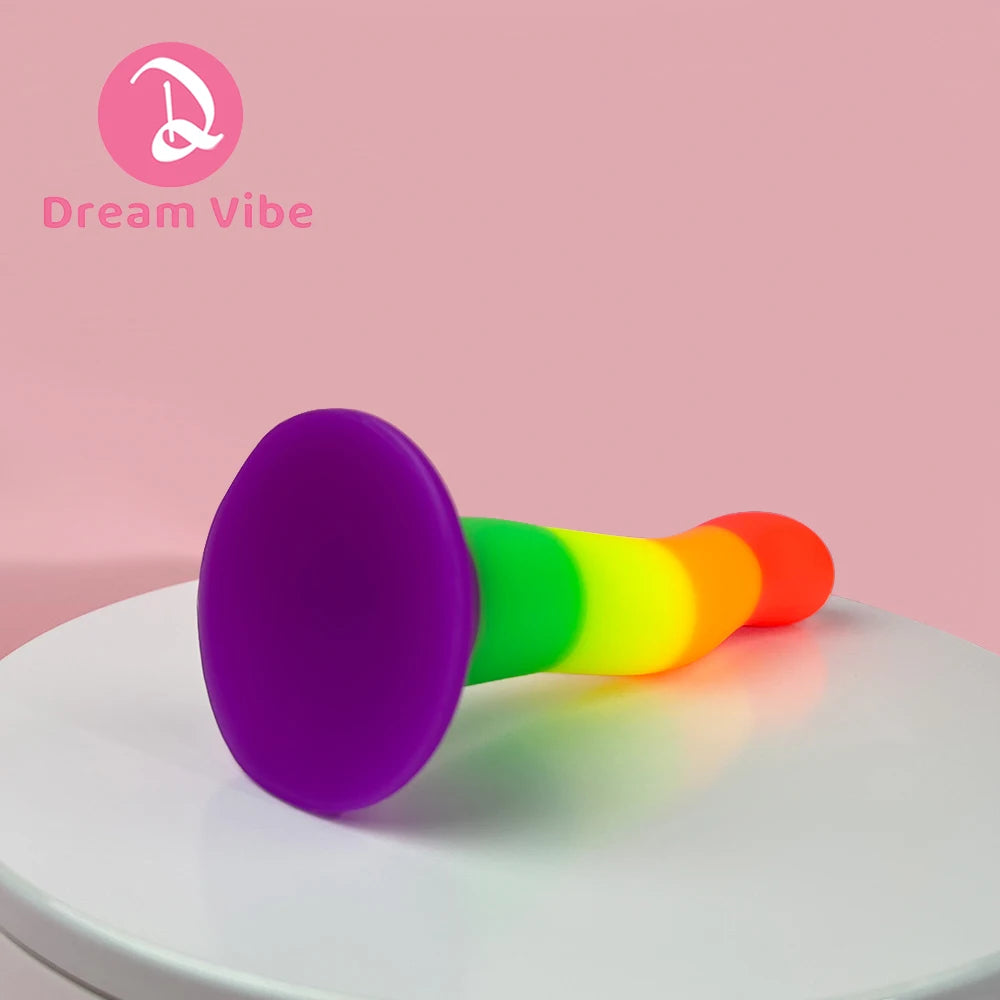 Liquid Silicone Rainbow Dildo Strong Suction Base Soft and Smooth Penetration Deep Adult Sex Toy New Anal Plug Gay Sex Penis