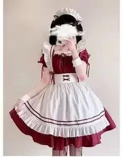 Black Pink Lolita Maid Costumes Cute Girls Women Lovely Maid Cosplay Costume Animation Show Japanese Outfit Dress Clothes S-5XL