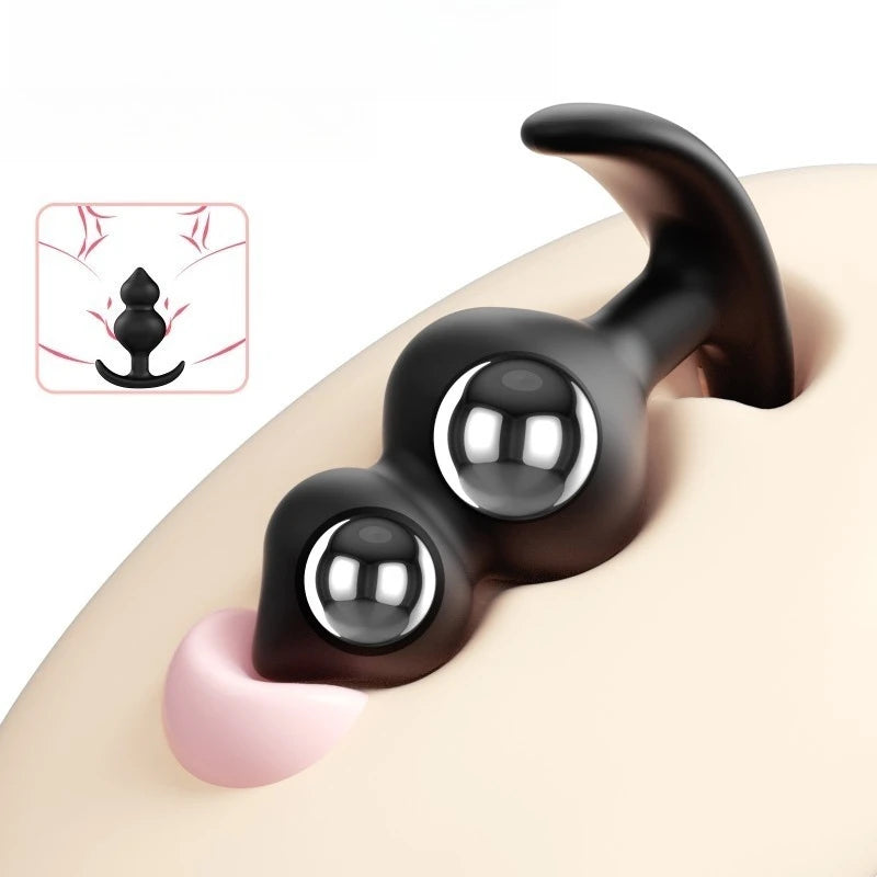 Anal Plug with Steel Balls Butt Plug Anal Beads Fetish Men Prostate Massager Sex Toys for Women Men Anal Dilator Butplug