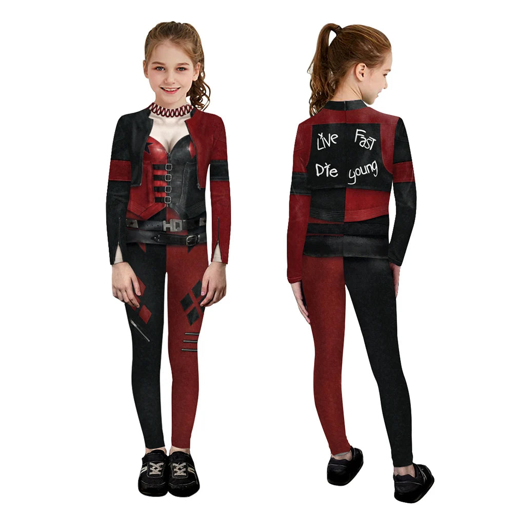 [You're My Secret] Clown Women Cosplay Costume Halloween Dress Up Matching Set Carnival Party Dress Leggings Cool Bodysuit